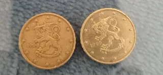2 Monedas 10 Céntimos Finlandia 1999 , Diferentes 