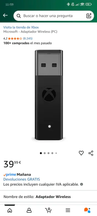 Mando Xbox + USB Inalámbrico
