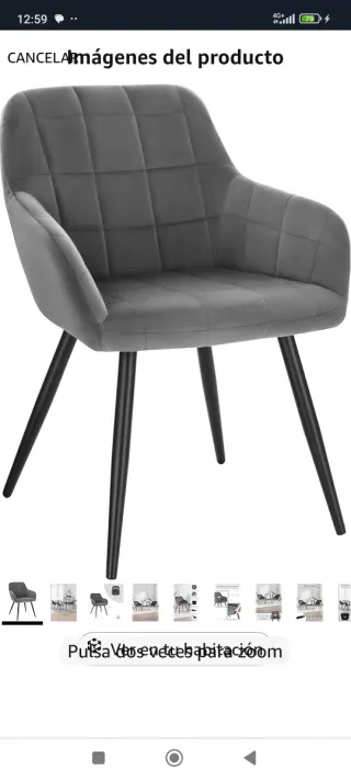 ✅Butaca sillón gris Pana salón comedor nueva