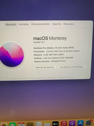 MacBook Pro 13” 2015 Plata