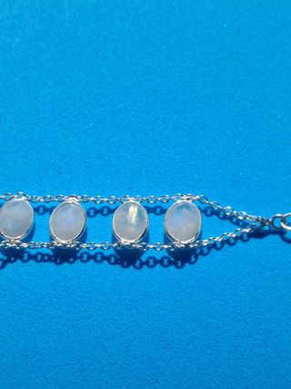 Pulsera Piedra Luna Arcoíris en Plata de Ley