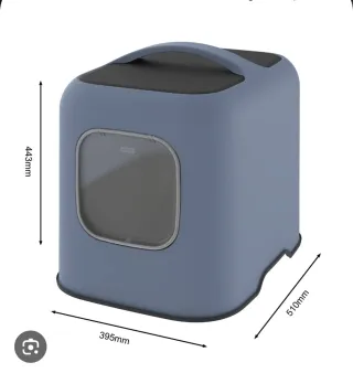 Arenero para gatos con asa y ventana