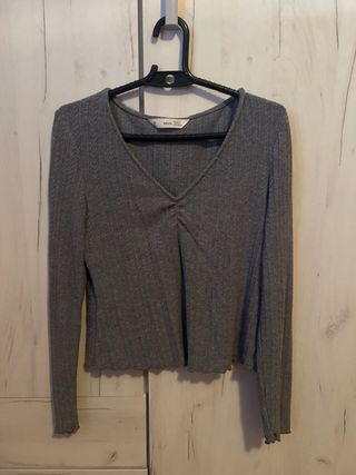 Camiseta Mango manga larga gris Talla S