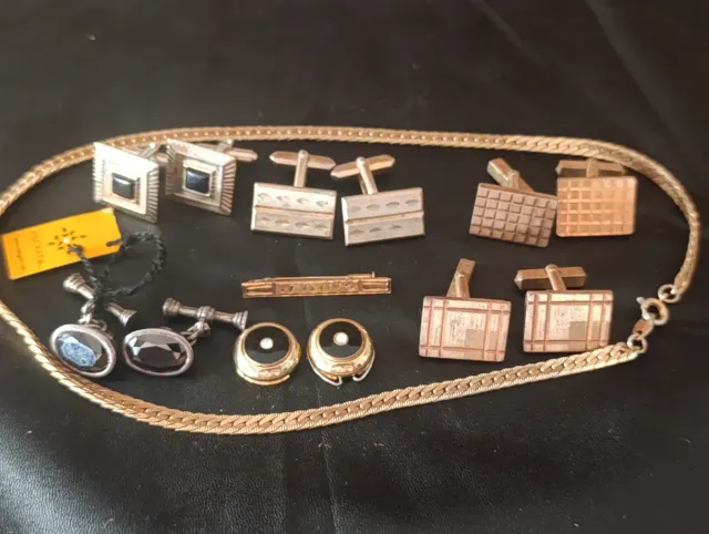 Lote Joyería Vintage Hombre Gemelos Collar