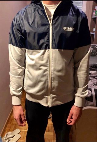 Chubasquero Pull&Bear Bicolor Azul/Gris