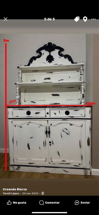 Aparador vintage restaurato a mano - Pezzo unico