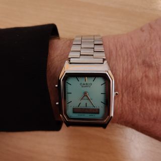 Orologio Casio Vintage Quarzo AQ-230 Arg/Turchese