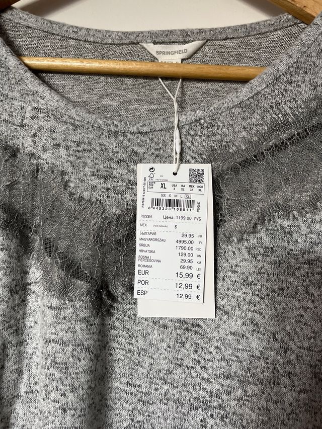 Camiseta Springfield gris con encaje