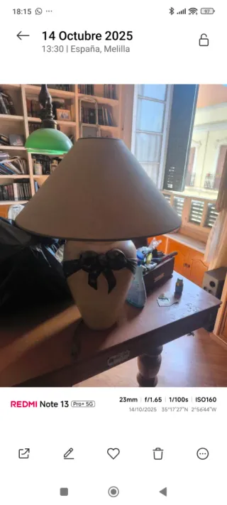 Lámpara de mesa beige y azul con pantalla (70 cm)