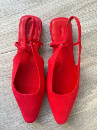 Sandalias rojas destalonadas mujer