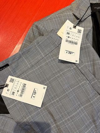 Traje Zara Chaqueta y Pantalón Gris Talla M
