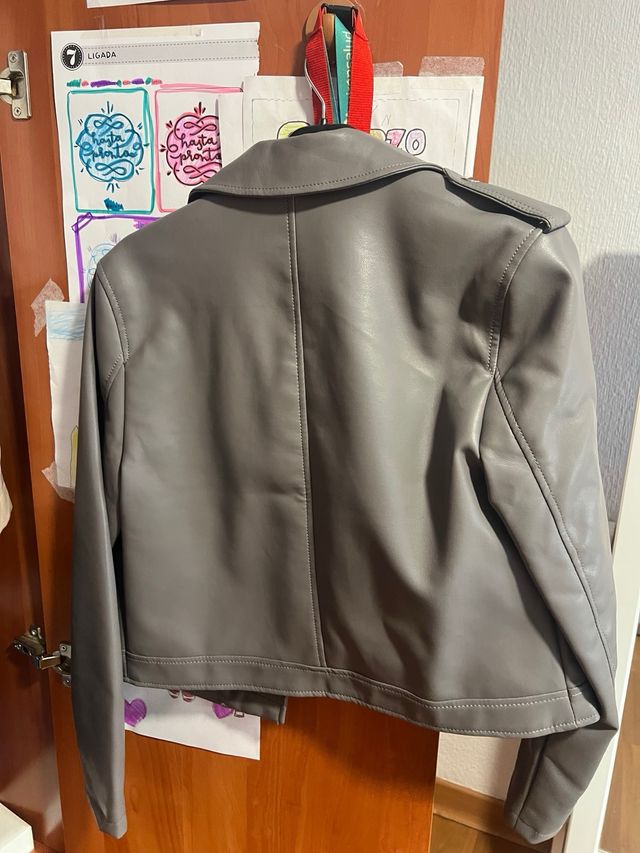 Chaqueta Polipiel Gris Primark Talla L