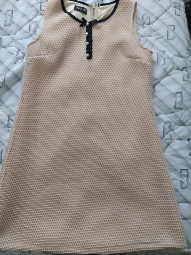 Vestido beige de malla L