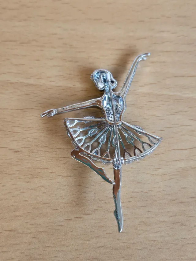 Broche Bailarina Cristal y Goldfilled plateado