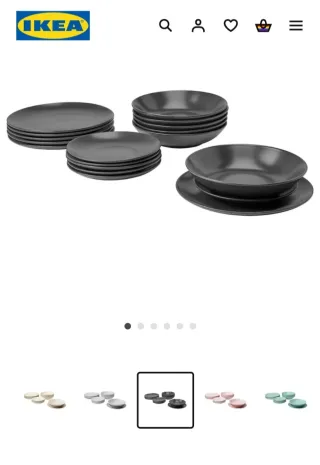 5 platos de la vajilla FÄRGKLAR de IKEA.