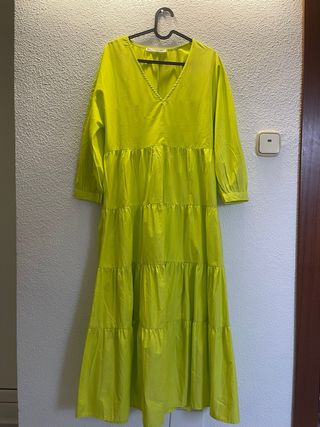 Vestido largo Zara premamá verde lima