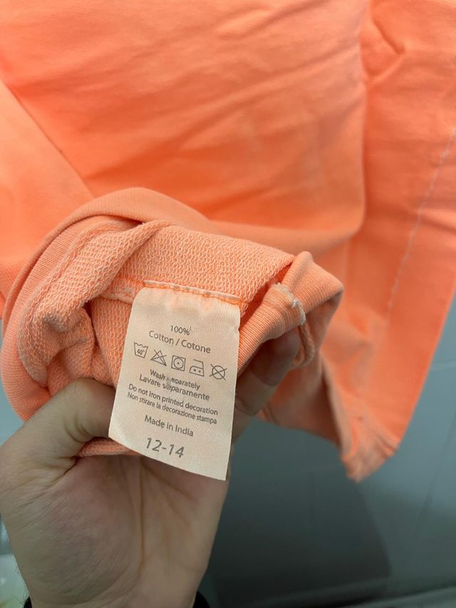 Maglietta a giro arancione corallo Happiness