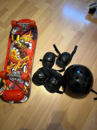 Patinete, casco, rodilleras, con Bolsa
