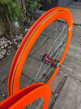 Ruote bici 28 alto profilo 40mm arancioni