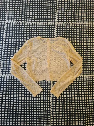 Blusa de encaje beige manga larga