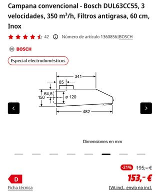 Campana Extractora Bosch DUL63CC55 Inox