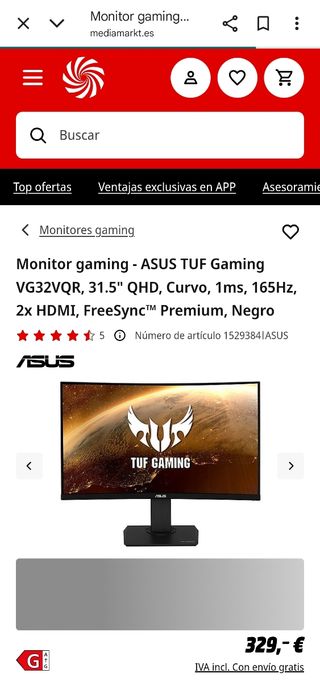 Monitor Asus Gaming Negro