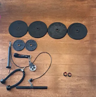 Lote gimnasio polea + discos