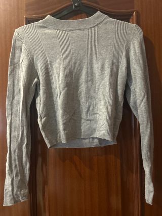 Jersey gris manga larga Stradivarius
