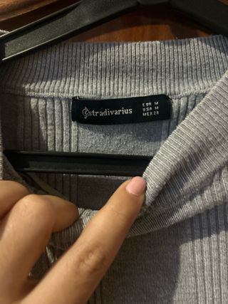 Jersey gris manga larga Stradivarius