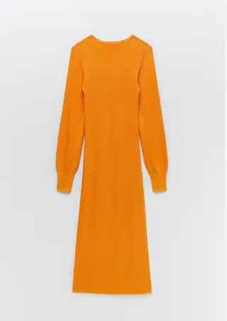 Vestido naranja Zara manga larga. S