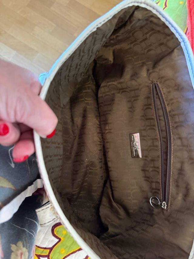 Bolso Carolina Herrera blanco tachuelas