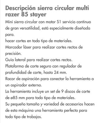 Sierra circular Stayer Multi Razer 85