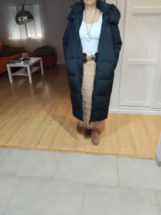 Abrigo largo plumífero Zara negro
