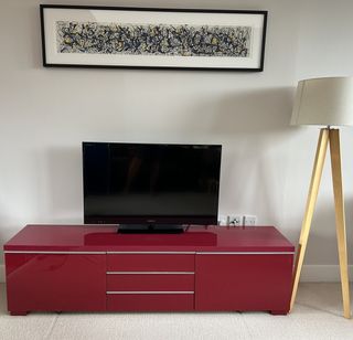 Mueble TV Besta Burs Ikea Rojo