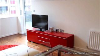 Mueble TV Besta Burs Ikea Rojo