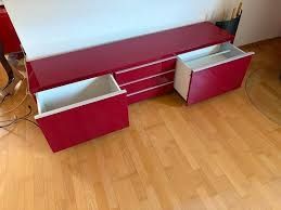 Mueble TV Besta Burs Ikea Rojo