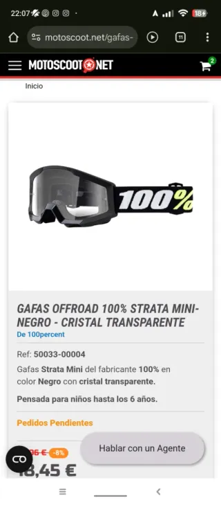 Gafas Enduro Niño Nuevas 100% Strata Mini