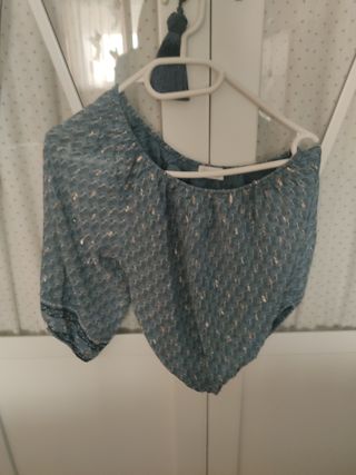 Blusa Brownie Talla S Azul Dorado