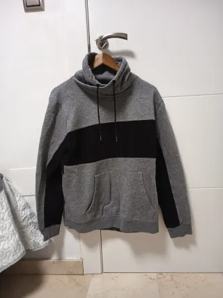Sudadera H&M hombre gris y negra cuello alto talla
