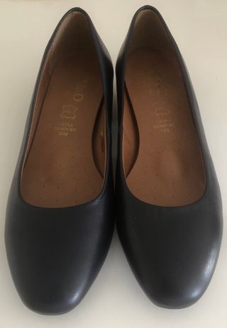 Mimao Zapatos Piel Tacón Bajo Azul MIMAO