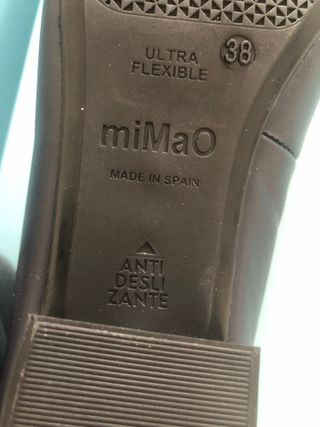 Mimao Zapatos Piel Tacón Bajo Azul MIMAO