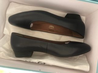 Mimao Zapatos Piel Tacón Bajo Azul MIMAO