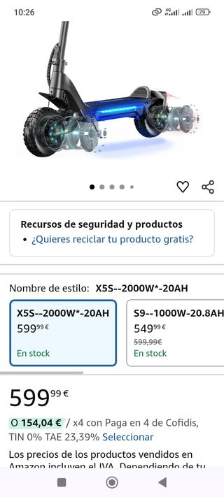 Patinete eléctrico X5S-2000W-20AH