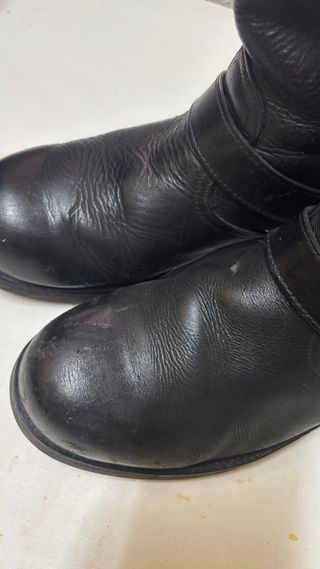 Botas de cuero auténtico negras 45