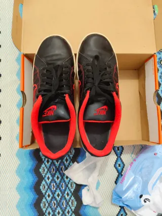 Zapatillas Nike Court Tenis Negras Rojas