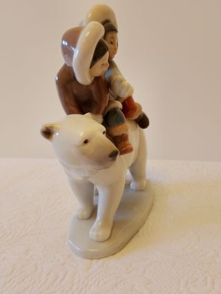 Figura Lladró Niños Oso Polar Porcelana
