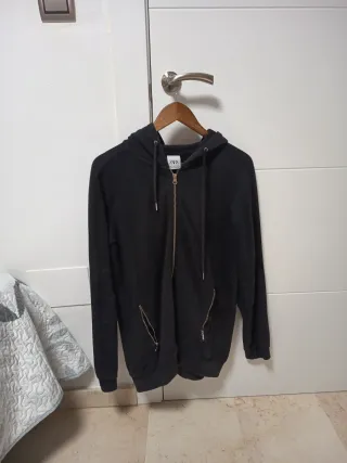 Sudadera Zara Negra con Capucha Talla M