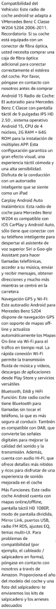 Radio Coche Mercedes Benz C 2G+64G Android