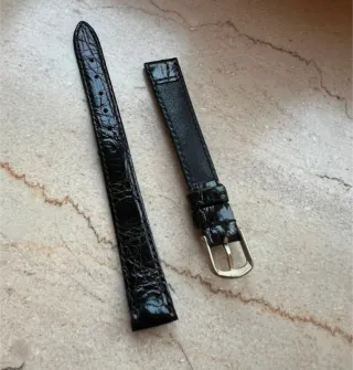 Pulsera Piel Cocodrilo Auténtica 12mm Negra