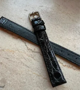 Pulsera Piel Cocodrilo Auténtica 12mm Negra